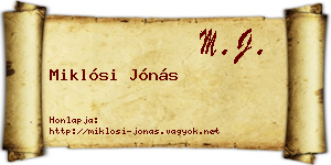 Miklósi Jónás névjegykártya